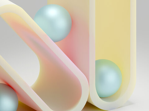 Colorful Shapes and Spheres on a Soft Surface in a Studio Setting