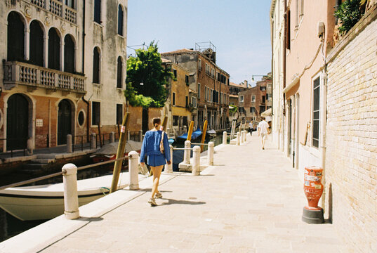 Woman walks in Venice