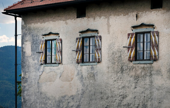 Exterior wall of Bled Castle in Slovenia