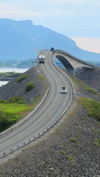 Traffic on Atlantic Ocean Road or the Atlantic Road (Atlanterhavsveien) was awarded the title as (Norwegian Construction of the Century).