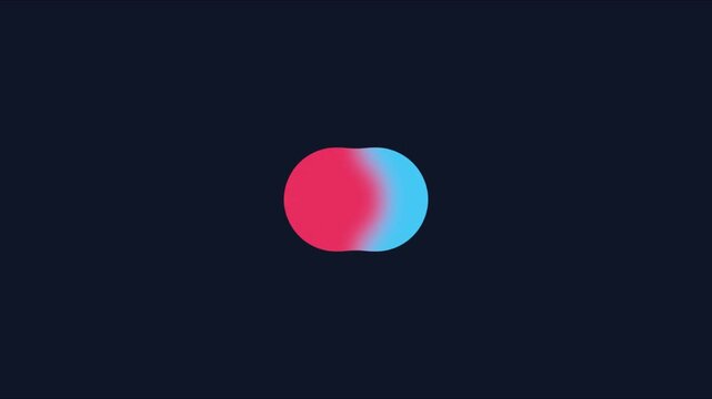 Abstract motion of pink and blue circles merging and separating on dark background, animation