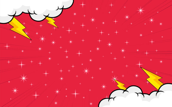 Blank comic book page background in pop art style with clouds