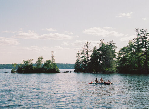 Family and Friends swim together lake film