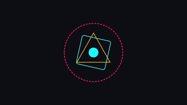 Neon geometric motion rotating square and triangle abstract animation motion abstract