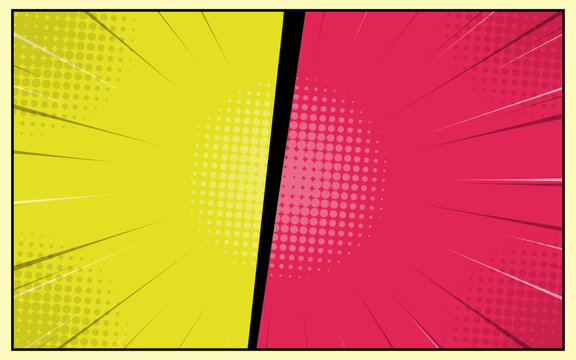 Pop art comic Fight versus with halftone background. Retro style vector cartoon illustration. Design for comics, posters, banners, and competitions.