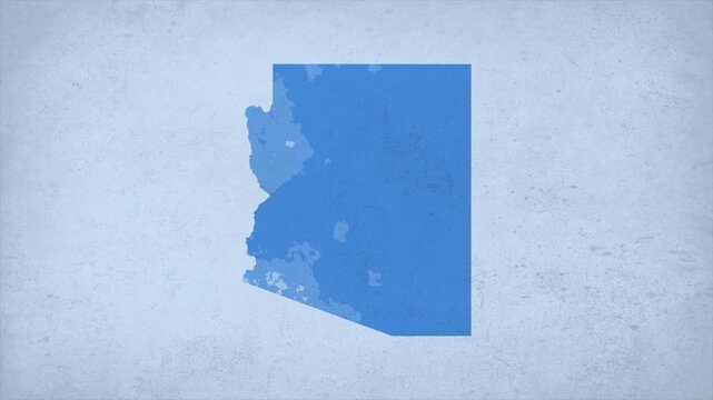 Animated Appearing Arizona Map Isolated on Blue Vintage Background