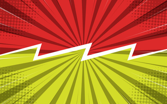 Versus battle. Colorful comic competition poster with halftone elements.