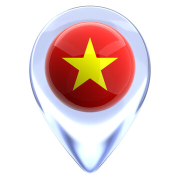 Vietnam 3D Country Flag Pin Glossy Map Location Markers