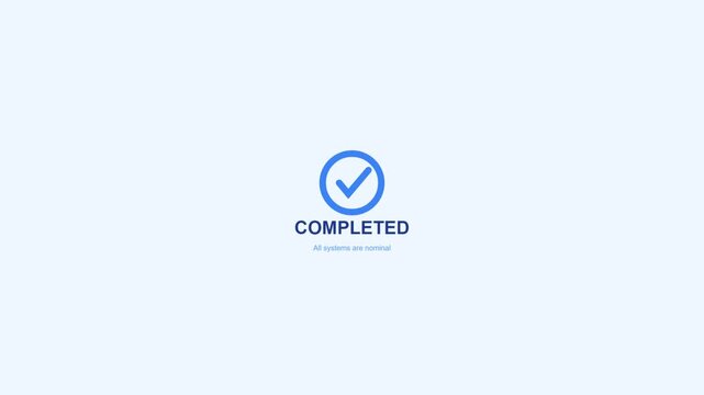Minimalist completed checkmark icon with blue color on light background