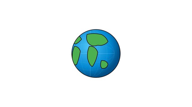 Animate a realistic 3D rotating globe featuring accurately shaped and detailed vector continents, longitude/latitude grid lines, and smooth spherical rotation in a seamless 6-second loop.