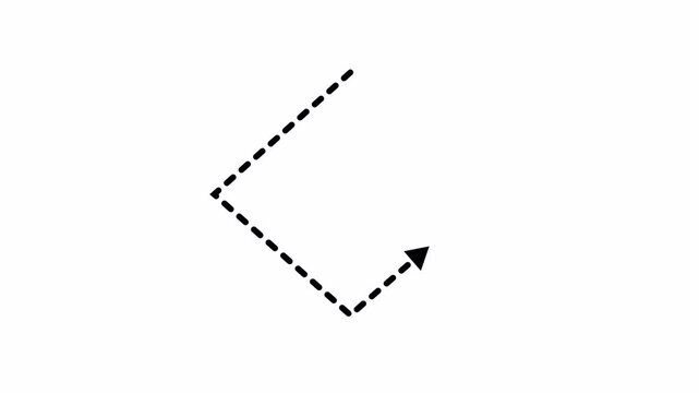 Dotted line arrow animation to indicate an object, creative direction, progress, and motion graphic composition with transparent background in 4k.