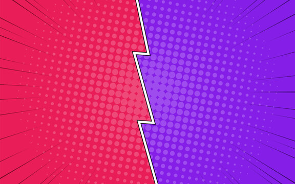 Comic versus pop art battle background. Vector illustration.