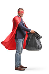 Superhero businessman holding a plastic thrash bag © Ljupco Smokovski