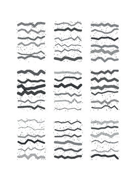 Abstract wavy line bundle set featuring diverse hand drawn ripple textures for creative artistic design project graphics