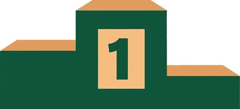 Winners podium showing first place number one block with competition