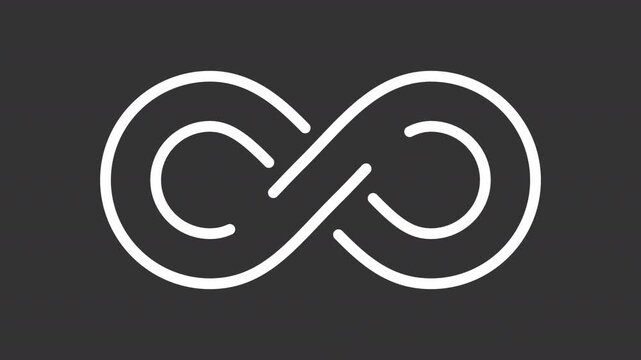 Eternal dynamic white line animation. Ribbon infinity symbol animated outline icon. Endless innovation and development. Abstract concept visualization. Dark mode linear motion graphic loop