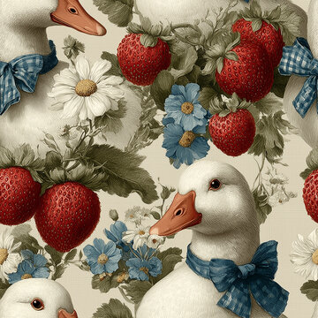 Seamless pattern of goose cartoon
