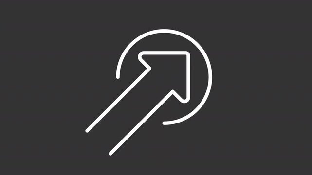 Data inputting white line animation. Arrow cursor on button animated outline icon. Inserting digital information to virtual storage. Computing workflow. Dark mode linear motion graphic loop