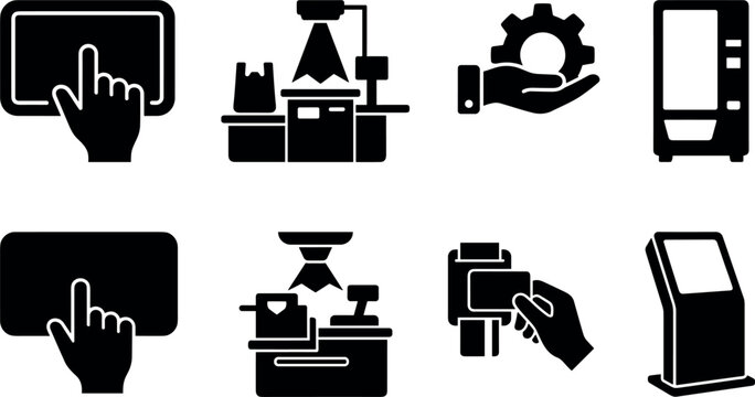 Set of retail and payment technology icons