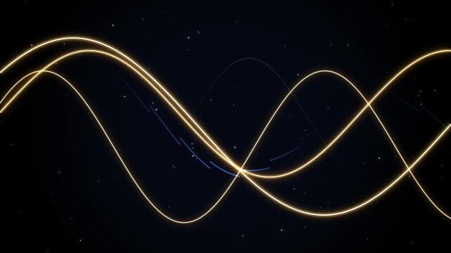 Mesmerizing golden blue particle wave symphony for futuristic tech backgrounds