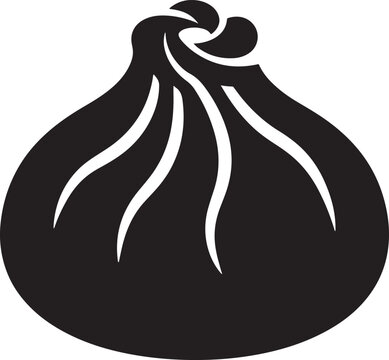 Traditional steamed dumpling or dim sum silhouette vector icon with food icon asian food restaurant delicious traditional japanese silhouette isolated