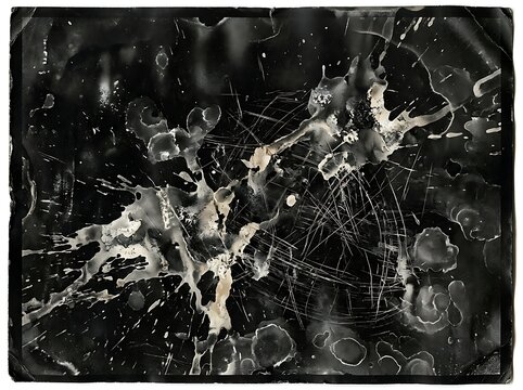 IA generated damaged 35mm analog film strip macro texture with scratches, dust, mold, and sprocket holes.