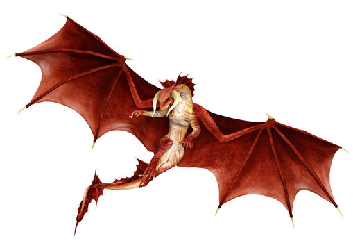 3D Rendering Fairy Tale Dragon on White