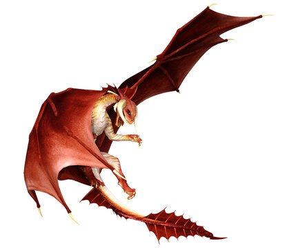 3D Rendering Fairy Tale Dragon on White