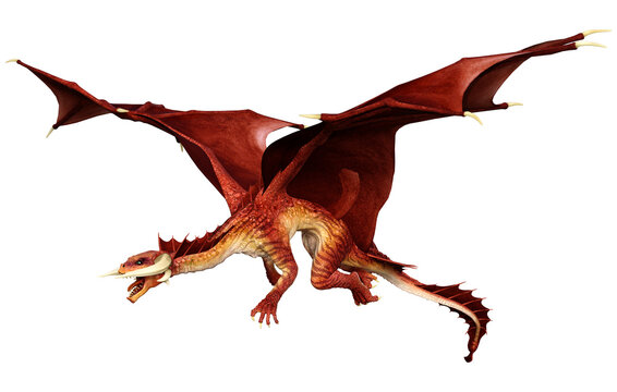 3D Rendering Fairy Tale Dragon on White