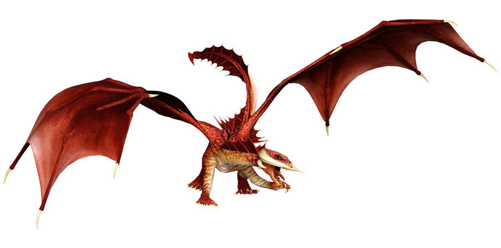 3D Rendering Fairy Tale Dragon on White