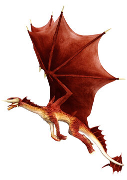3D Rendering Fairy Tale Dragon on White