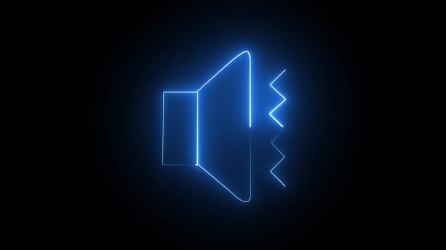 Blue neon speaker with lightning bolt icon design