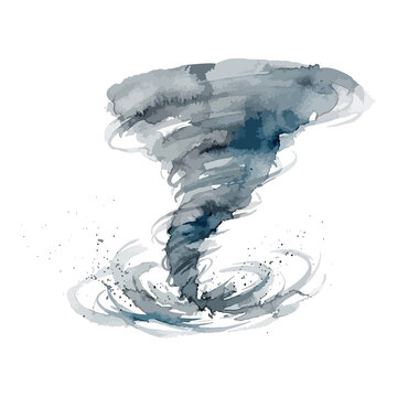 Watercolor illustration of a tornado