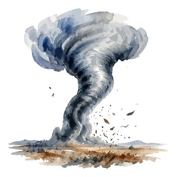 Watercolor illustration of a tornado