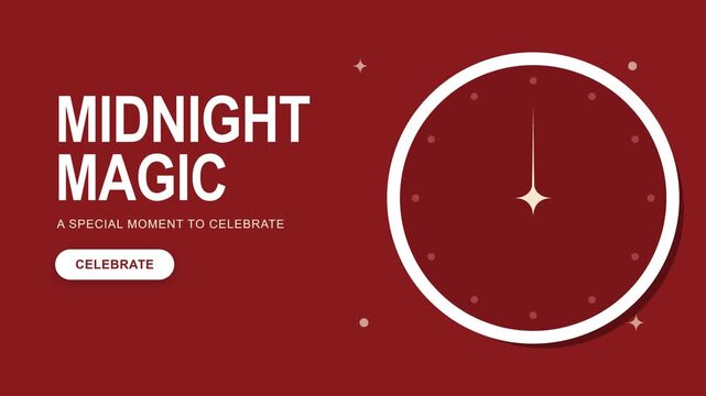 Festive New Year's Eve Countdown Clock Illustration with Midnight Magic Text for Celebration Banner