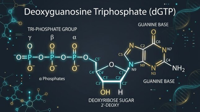 Molecular Structure Deoxyguanosine Triphosphate Chemical Diagram Illustration.