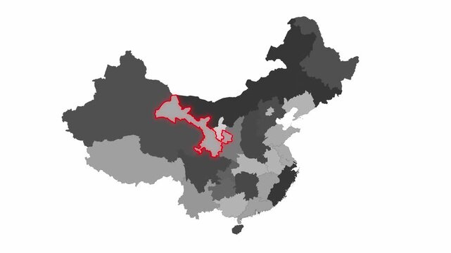 China_Gansu_map_on_dark_world_map Video Footage Animated Motion for professional design projects presentations digital media and commercial visual com