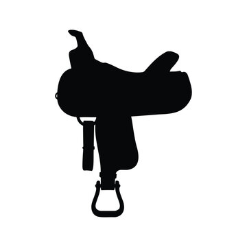 Classic western horse saddle silhouette in black for equestrian gear and ranch activity.