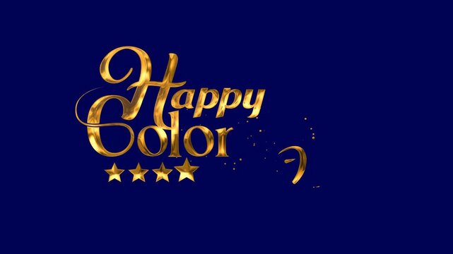Happy Columbus Day Golden Text Animation with Ship and Stars