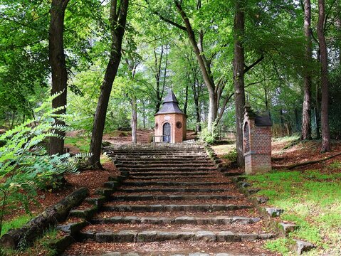 Part of the Stations of the Cross, with the Holy Sepulchre Chapel on the Kruisberg, Herentals, Belgium.