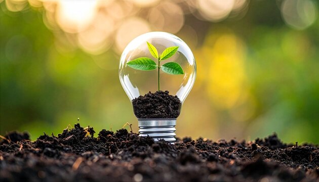 reen Plant Growing Inside a
Lightbulb