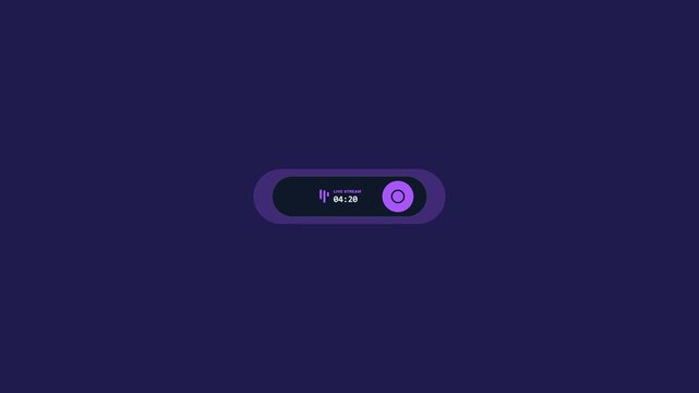 Digital interface animation featuring start button and media player control
