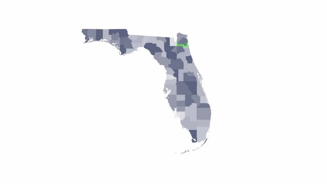 Florida_Duval_1_highlighted_on_world_map Video Footage Animated Motion for professional design projects presentations digital media and commercial vis