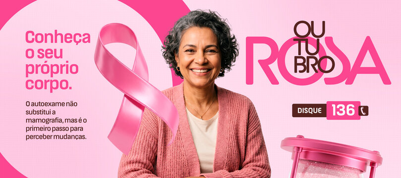 Outubro Rosa Diagn&oacute;stico Precoce Post Card Insta Template Banner