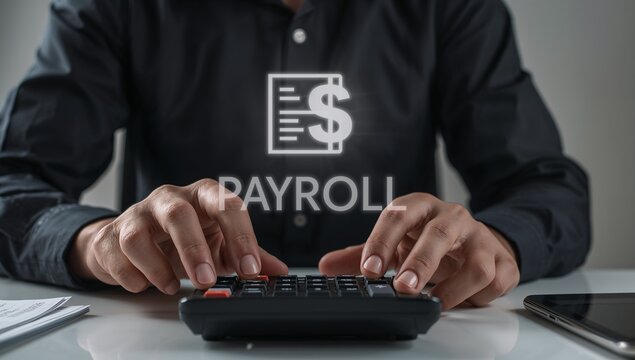 Payroll management software concept. digital payroll automation, salary processing system, payment, pay slip, employee record, tax accounting, HR finance, compliance workflow, business expense control