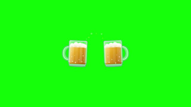 Two beer mugs clinking together in a celebratory toast