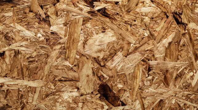 close up view of a chipboard osb texture showing wood flakes and grain