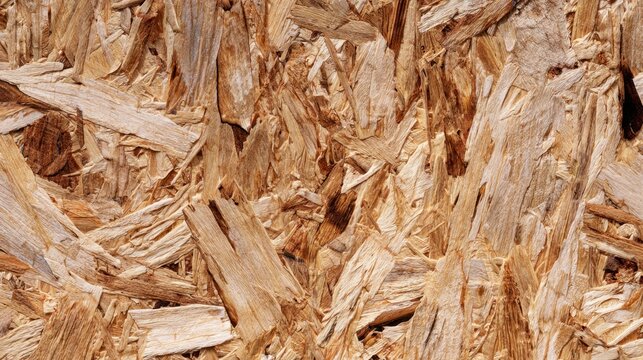 close up view of a rough textured chipboard or oriented strand board surface