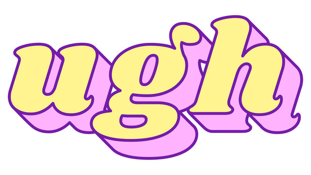 Ugh word png retro typography