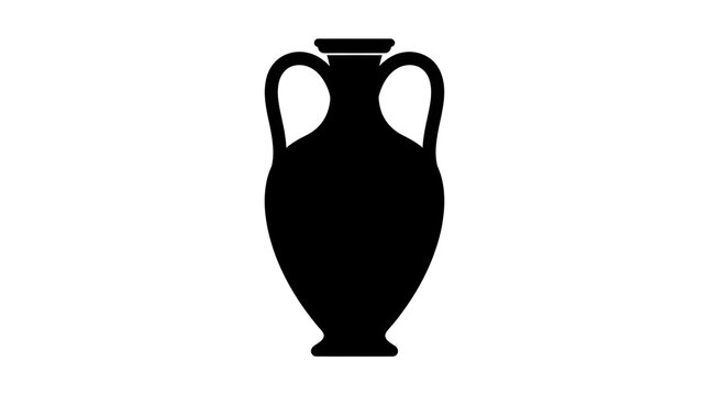 Black silhouette of an ancient Greek or Roman amphora vase. Ideal for historical, archaeological, or classical art design projects.